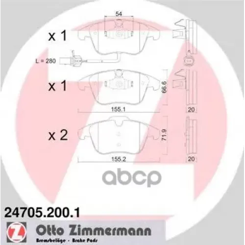 Колодки Тормозные Дисковые Zimmermann 24705.200.1