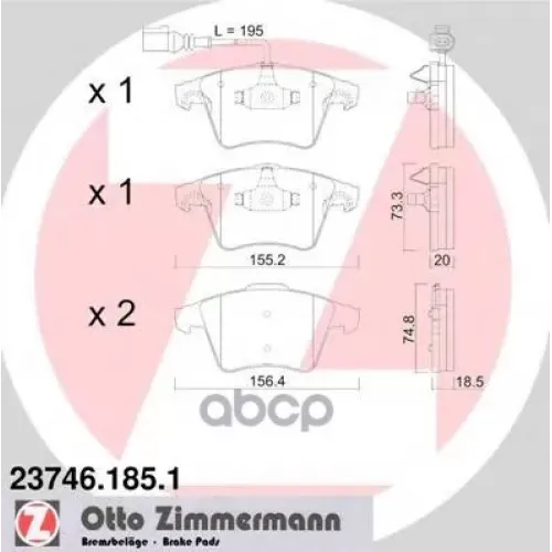 Колодки Тормозные Дисковые Zimmermann 23746.185.1