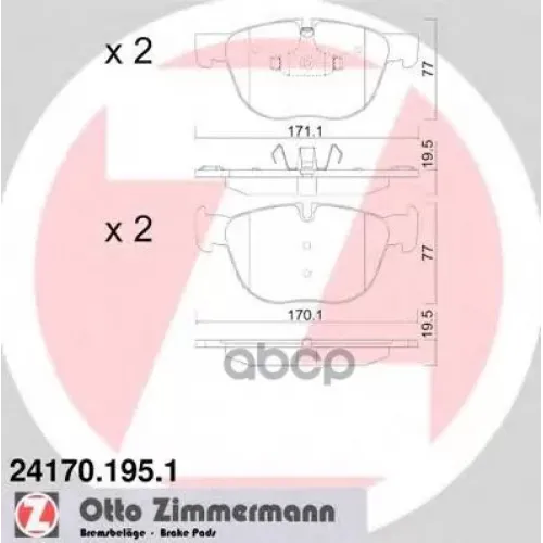 Колодки Тормозные Дисковые Zimmermann 24170.195.1