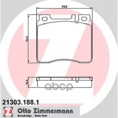 Колодки Тормозные Дисковые Zimmermann 21303.188.1