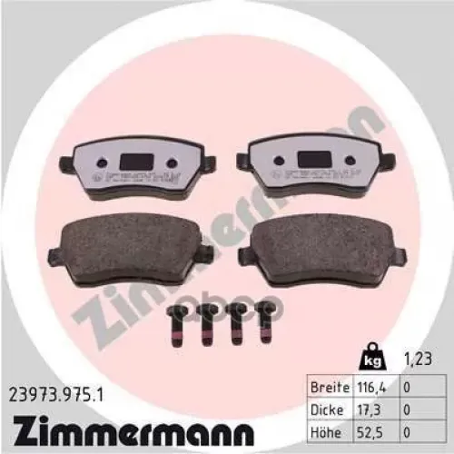 Комплект Тормозных Колодок, Дисковый Тормоз Zimmermann 23973.975.1
