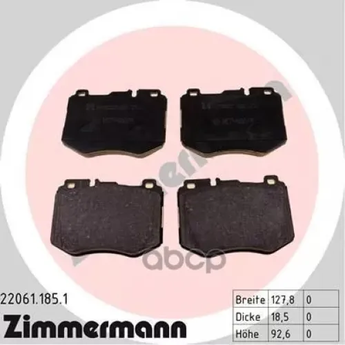 Колодки Тормозные Дисковые Zimmermann 22061.185.1