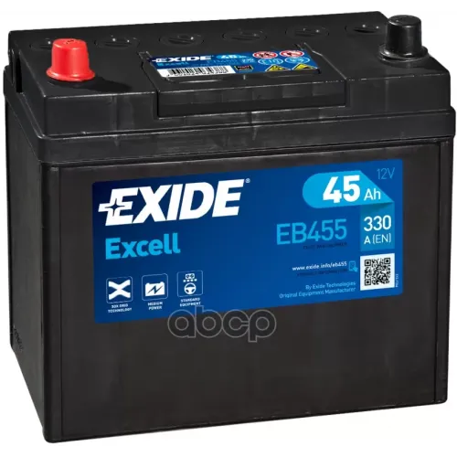 Аккумулятор Excell 12V 45Ah 300A 234Х127х220 Полярность Etn1 Клемы En Крепление B0 EXIDE 
