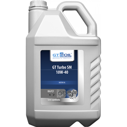 GT OIL Gt Oil Turbo Sm 10W-40 Sm Sn/Cf Масло Моторное Полусинт. (6L) (Пластик/Корея)
