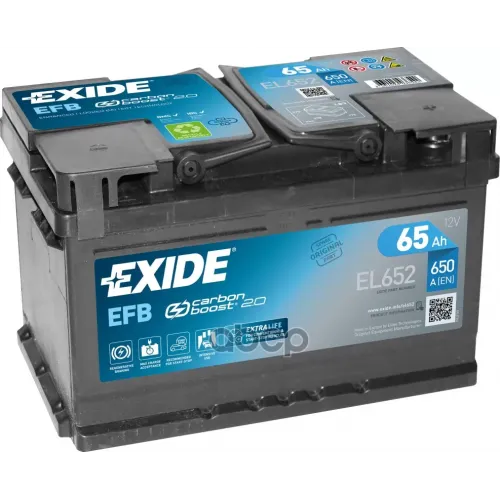 Аккумулятор Start&Stop Efb 12V 65Ah 650A 278Х175х175 Полярность Etn0 Клемы En Крепление B13 EXIDE 