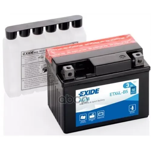 Аккумулятор Moto Agm 3Ah 50A 113X70x85 Полярность Etn 0 Токовыводы M04 EXIDE ETX4L-BS