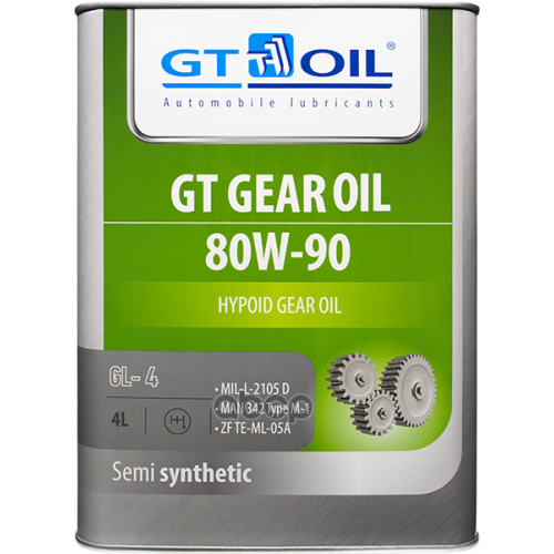 Масло Трансмиссионное 80W90 Gt Oil 4Л Синтетика Gt Gear Oil Gl-4 GT OIL 