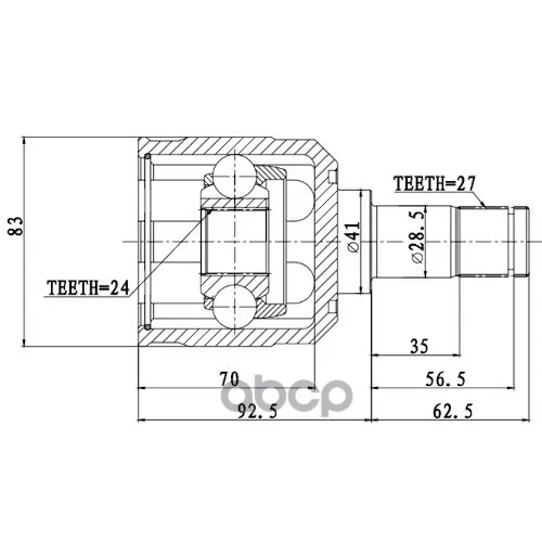 Шрус Mitsubishi Grandis 2003- Внутр. Zikmar 