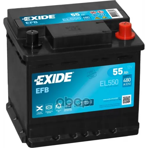 Аккумулятор Start&Stop Efb 12V 55Ah 480A 207Х175х190 Полярность Etn0 Клемы En Крепление B13 EXIDE 