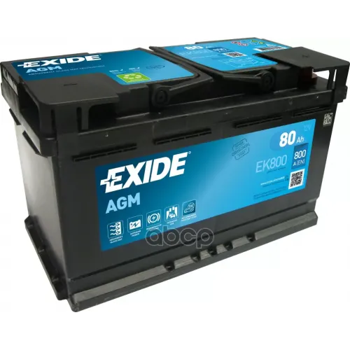 Аккумулятор Start&Stop Agm 12V 80Ah 800A 315Х175х190 Полярность Etn0 Клемы En Крепление B13 EXIDE 
