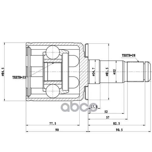 Шрус Mitsubishi Pajero Sport 2005- Внутр. Zikmar 