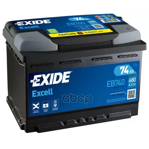 Аккумулятор Excell 12V 74Ah 680A 278Х175х190 Полярность Etn0 Клемы En Крепление B13 EXIDE 