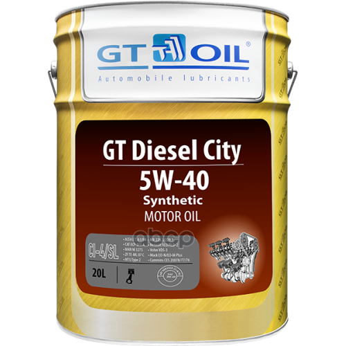 GT OIL Масло Мотороное Синтетическое Универсальное Gt Diesel City, Sae 5W-40, Api Ci-4/Sl, 20 Л