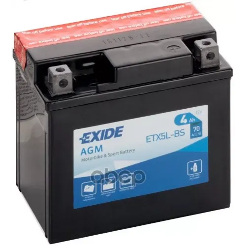 Мото Акб 12V 4Ah 70A 113X70x105 EXIDE ETX5L-BS