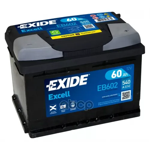 Аккумулятор Excell 12V 60Ah 540A 242Х175х175 Полярность Etn0 Клемы En Крепление B13 EXIDE 