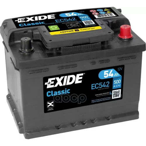 Аккумулятор Classic 12V 54Ah 500A 242Х175х175 Полярность Etn0 Клемы En Крепление B13 EXIDE 