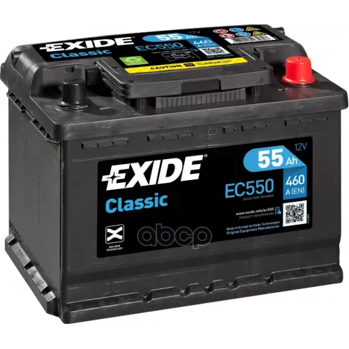 Ec550 Exide Classic Аккумулятор 12V 55Ah 460A Etn 0(R+) B13 242X175x190 13,8Kg  3661024034807 EXIDE 