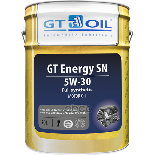 GT OIL Масло Моторное Синтетическое Всесезонное Gt Energy Sn, Sae 5W30, Api Sn, 20 Л