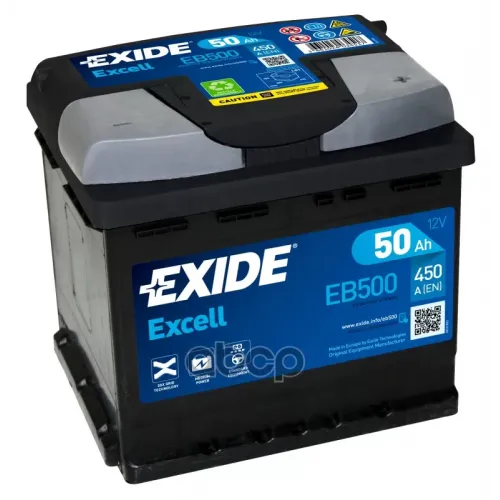 Exide Eb500 Excell_аккумуляторная Батарея! 19.5/17.9 Евро 50Ah 450A 207/175/190~ $~ EXIDE 