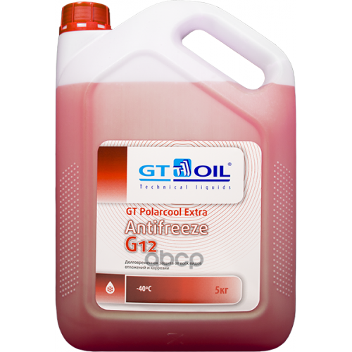Антифриз G12 Gt Oil Gt Polarcool Extra Готовый 5Л (Красный) GT OIL 