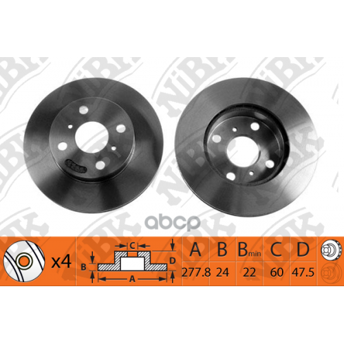 Диск Тормозной Chevrolet Epica 2.0-2.5 05- Передний Вент.d 278Мм NiBK 