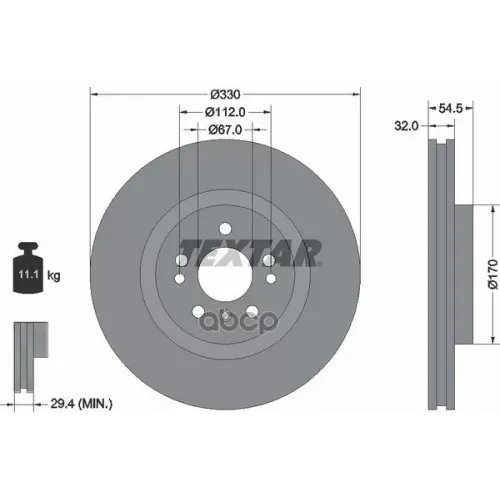 Диск Тормозной Mb Gle(W166)/M-Class(W166) Перед. (Высокоуглеродистый С Покрытием Pro+) Textar 