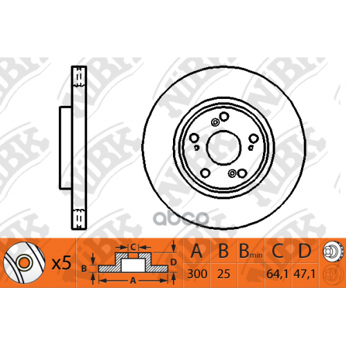 Диск Тормозной Honda Cr-V Ii 16 05-06/Accord 16 03- Передний Вент. D 300Мм. NiBK 