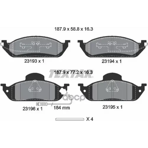 Колодки Тормозные Дисковые К Т 4 Шт. Textar 