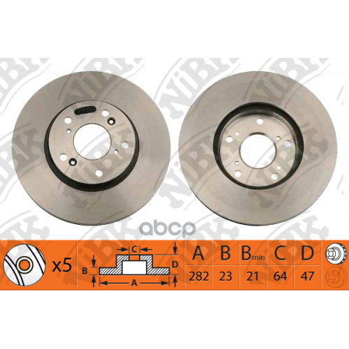 Диск Тормозной Honda Civic 01-06/Cr-V 2.0 02-06/Stream 15 01- Передний Вент. NiBK 