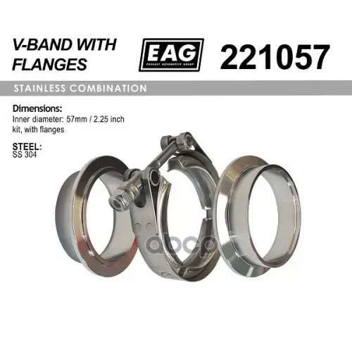 Хомут Глушителя V-Band 57Мм/2.25’ К-Т (С Фланцами Ss304) EAG 