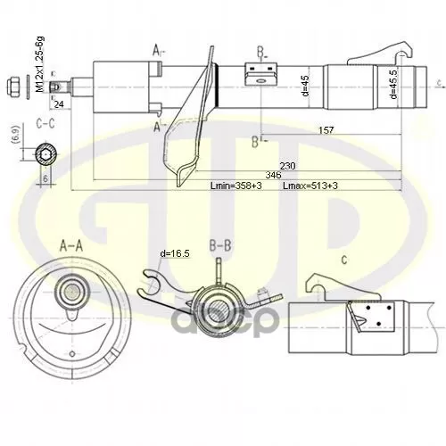 Амортизатор Ford Focus 1 98- Передн.лев. G.U.D 