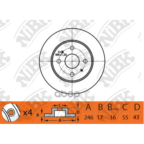 Диск Тормозной Daihatsu Boon/Sirion 05- 1.0-1.3 NiBK 