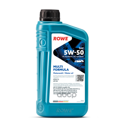 ROWE Масло Моторное 5W50 Rowe 1Л Нс-Синтетика Hightec Multi Formula Acea C3 Api Sn/Cf