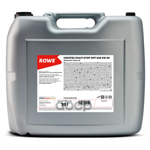 ROWE Масло Моторное 5W-30 Rowe 20Л Нс-Синтетика Hightec Multi Synt Dpf C3