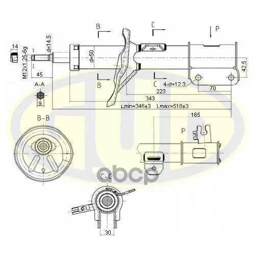 Амортизатор Chevrolet Lacetti 05- Передн.лев. G.U.D 