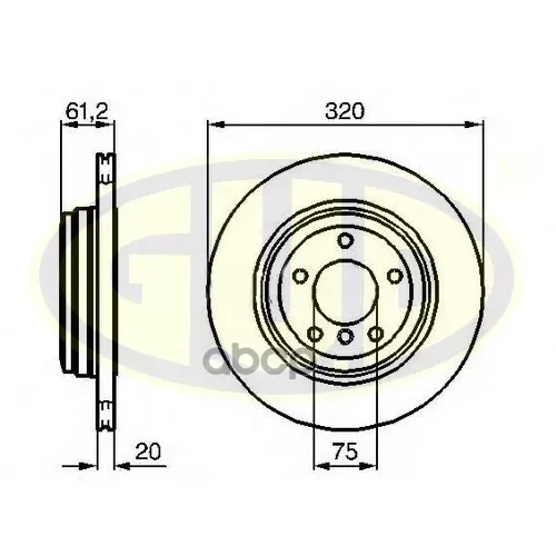 Диск Тормозной Bmw E60/E61/E63/E64 2.0/2.5/3.0D/2.02.3/3.0 03- Зад Вент 320Х20 G.U.D 