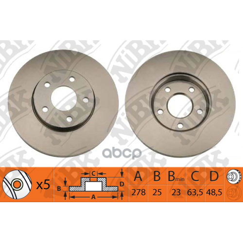 Диск Тормозной Ford Focus Ii/Iii/C-Max 03-/Volvo S40 04- Передний Вент.d 278Мм. NiBK 