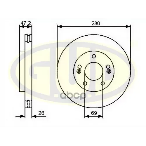 Диск Тормозной Hyundai Tucson 06-/I30 09-/Kia Ceed 06-/Sportage 04- Передний G.U.D 
