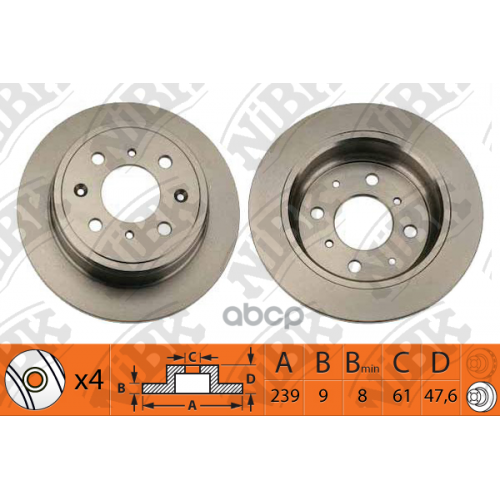 Диск Тормозной Honda Fit/Jazz 02- 1.3-1.5 NiBK 