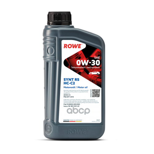ROWE Rowe Hightec Synt Rs 0W-30 Hc-C2 C2 Моторное Масло Синтетическое 1L