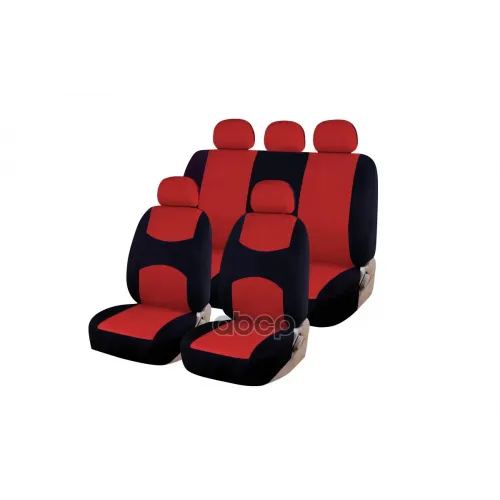 Чехлы Универсальные Casual. Полиэстер. Черн/Красн. Srs Airbag. 9 Предметов. Поролон 2Мм. 2 Молнии Kraft 