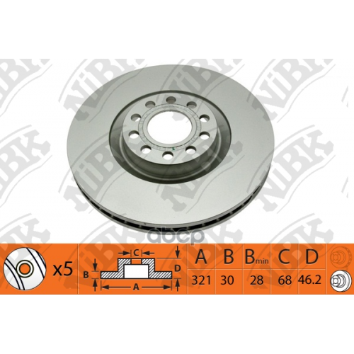 Диск Тормозной Audi A4 2.0-3.2 04-/A6 1.8-4.2 97-05/A6 Allroad 00-05 Передний NiBK 