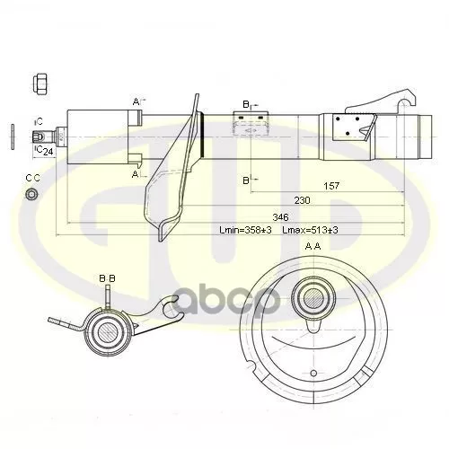Амортизатор Ford Focus 1 98- Передн.прав. G.U.D 