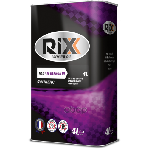 Трансмиссионное Масло Rixx Tr D Atf Dexron-Iii  4 Л RIXX 