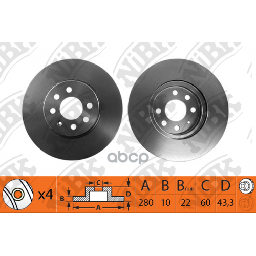 Диск Тормозной Gm Astra H/Zafira B 04- Передн. 280X25 4 Отв. NiBK 