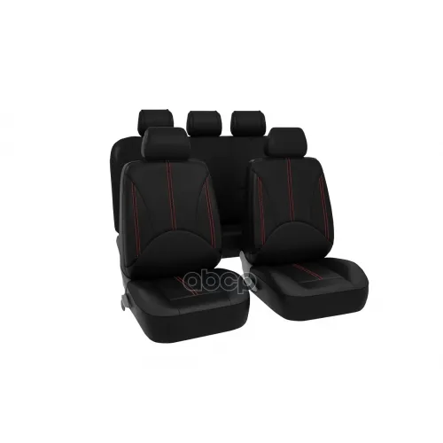 Чехлы Универсальные Elite. Экокожа. Черн/Красная Строчка. Srs Airbag. 11 Предметов. Поролон 3Мм. 4 Молнии Kraft 