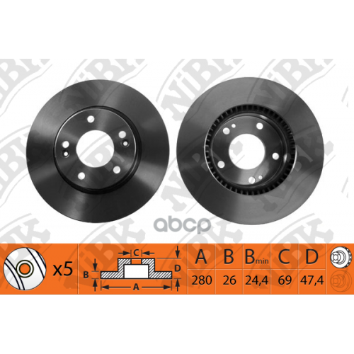 Диск Тормозной Hyundai Tucson 06-/I30 09-/Kia Ceed 06-/Sportage 04- Передний NiBK 