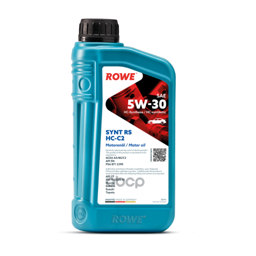 ROWE Rowe Hightec Synt Rs 5W-30 Hc-C2 Sn/Cf A5/B5/C2 Моторное Масло Синтетическое 1L