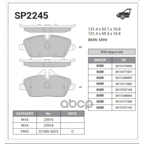 Колодки Тормозные Передние Sangsin brake 