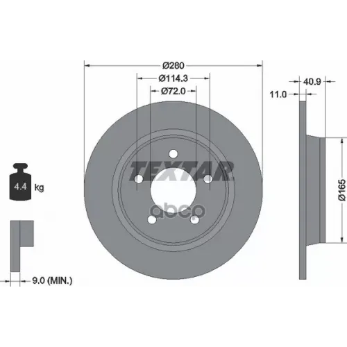 Диск Торм.зад.mazda 3 Bk, Bl, 5 Cr19, Cw, Premacy Cp 03=> Textar 